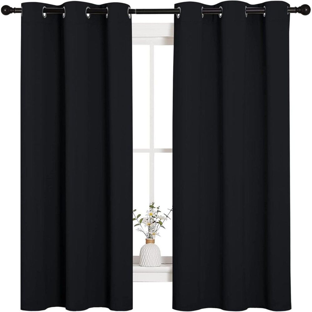 Brand New Nicetown Pitch Black Blackout Curtains 42"W × 63"L – 2 Panels